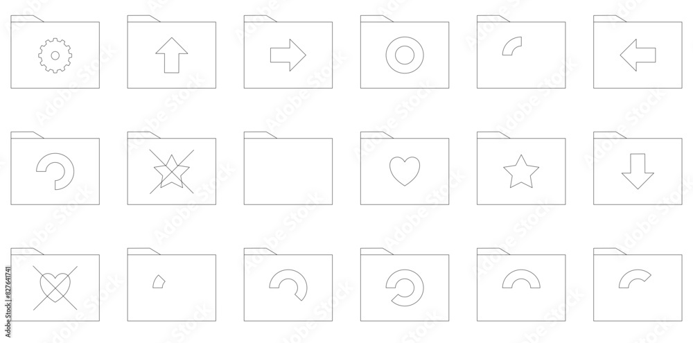 Set Of Linear Folder Linear Vector Symbols Apps, Websites Ui Designs ...