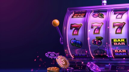Wall Mural - Jackpot celebration: slot machine with flying coins and casino chips