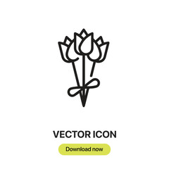 Fototapete - Flower Bouquet icon vector. Linear-style sign for mobile concept and web design. Flower Bouquet symbol illustration. Pixel vector graphics - Vector.