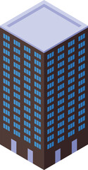 Wall Mural - Detailed isometric skyscraper building illustration in modern urban architecture design with vector graphic. Showcasing highrise commercial real estate business structures in a contemporary cityscape