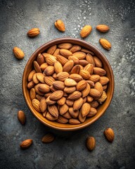 Poster - Bowl of Almonds on a Wooden Table