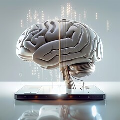 Wall Mural - ai brain concept, human brain vs ai technologies, neuroscience
