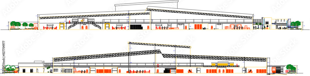Factory Drawing/design Vector illustration sketch of architectural design drawing of factory ...