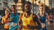 © Bijac - diverse athletes running city marathon with determination sports photography