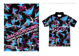 Wall Mural - sublimation graphic jersey design stripe blue pink white grunge camouflage sporty modern background esport gaming flashy vector brush striking stripes geometric