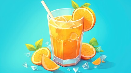 Sticker - An eye catching 2d graphic showcasing a juice box icon filled with refreshing orange juice perfect for all your fruit drink needs