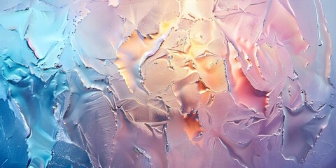 Wall Mural - Iridescent and Dreamy: Soft Pastel Hues on Frosted Glass. Concept Pastel Hues, Iridescent, Dreamy, Frosted Glass, Soft Textures