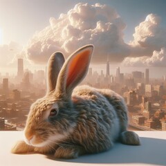 Canvas Print - rabbit on white background