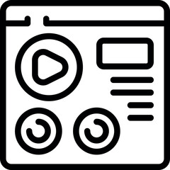 Poster - Monochrome vector illustration of a social media interface with play button and other icons