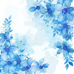 Wall Mural - Blue watercolor floral background vecto
