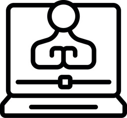 Poster - black and white iconographic image depicting a person on a computer screen for video conferencing
