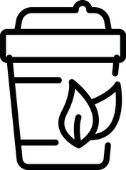 Canvas Print - Ecofriendly coffee cup icon with biodegradable, sustainable, and recyclable vector line art design for environmentally conscious living and ecofriendly packaging illustration