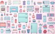 © PrusarooYakk - hand painted doodle background, cute Refrigerator theme pastel color