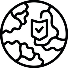 Poster - global security concept icon with shield. check mark. and protection symbol for worldwide assurance 