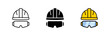 © Chelpanoff - Hard hat with goggles icon. Construction helmet with safety mask vector symbol. Engineer hat with protection glasses illustration isolated.