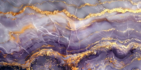 Wall Mural - Contemporary D Wallpaper Featuring Abstract Marble Texture in Purple and Gold. Concept Modern Wallpaper, Abstract Design, Marble Texture, Purple and Gold Colors