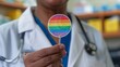 © OZTOCOOL - A doctor holding a rainbow sticker