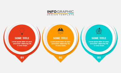 Poster - illustration vector infographic circle with 3 steps, design infographic template. Can be used for process diagram, presentation, workflow.	