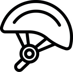 Wall Mural - Black and white vector line drawing of a protective helmet, suitable for sports or construction