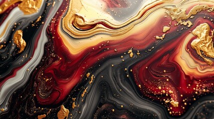 Wall Mural - Liquid Marble: Marbled patterns with fluid, swirling designs. Rich, contrasting colors for a luxurious feel.