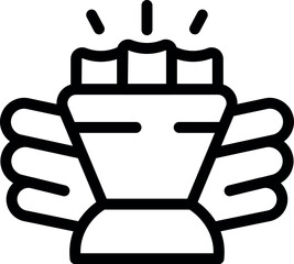 Poster - Black and white vector illustration of a light bulb with lines indicating a bright idea or solution