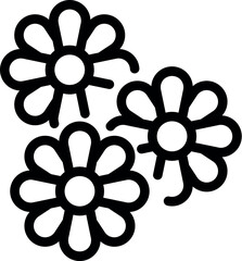 Poster - Vector graphic of three stylized flowers in a black and white color scheme
