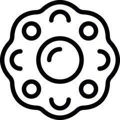 Poster - Simplistic, symmetrical illustration of a donutshaped object with dots, in black and white