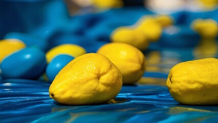 Wall Mural - Abstract background with a combination of blue and yellow on a beautiful lemon