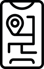 Poster - Black and white outline of a smartphone map app icon with a location pin