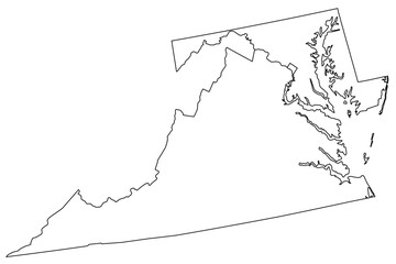 Sticker - Map of the U.S. state of Virginia, Maryland