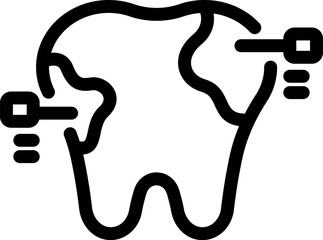 Wall Mural - Minimalistic black and white dental icon of a tooth with cavities for oral health and hygiene concept. Suitable for dental practice and dentistryrelated designs. Including prevention. Treatment