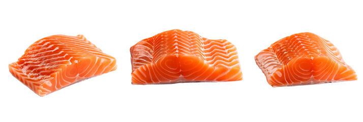 Wall Mural - set of salmon fillets, isolated on transpartent background