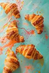 Lots of delicious croissants. Selective focus.