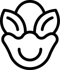 Sticker - Simple outline drawing of a cheerful clown face, perfect for festive designs