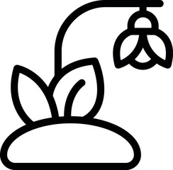 Poster - Black and white icon symbolizing ecofriendly water usage with plant and tap design