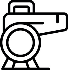 Poster - black and white line art icon of a stylized digital camera, isolated on white background