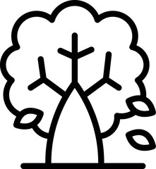 Poster - Linear blackandwhite vector icon of a stylized tree, suitable for various design uses