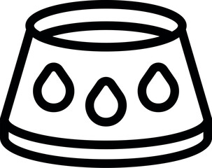 Sticker - Black and white line drawing of an empty pet food bowl with three paw prints