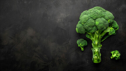 Wall Mural - Broccoli on black isolated background