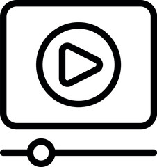 Poster - Simple black and white play button icon with slider, ideal for web and multimedia use