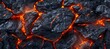 © PLATİNUM - close-up shot showcases a fiery scene with rocks and lava actively flowing backdrop
