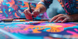 © Lila Patel - A graphic designer creates a stunning visual presentation, their work showcased on a vibrant digital canvas