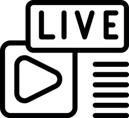 Poster - Black and white vector illustration of a live streaming icon, suitable for web use