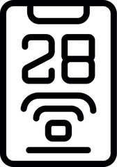 Poster - Black outline vector illustration of a digital smart lock display on smartphone screen
