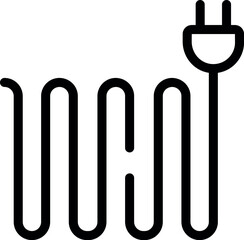 Poster - Simplistic vector icon of an electrical power cable with plug in a black and white design