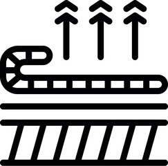 Wall Mural - Black and white vector icon of an industrial conveyor belt for manufacturing, production, and logistics processes