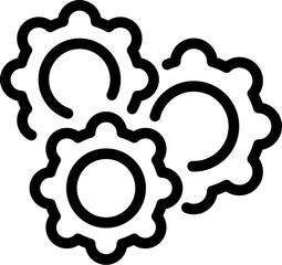 Poster - Set of simple black gear icons on a white background, suggestive of mechanics and settings