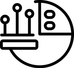 Wall Mural - Black and white vector of a stylized tech symbol merging electronic circuit and analytics