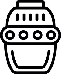 Poster - A simple black and white line art illustration of a robot head suitable for icons and logos