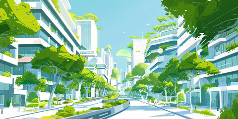 Wall Mural - In the heart of a smart city, an urban planner visualizes the potential of integrated technology and sustainable design, working to create a brighter future for all